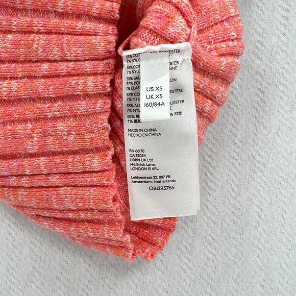 ANTHROPOLOGIE Shirt Womens XS Orange Pink High Neck Knitted Tank Ribbed Racer - Picture 10 of 12
